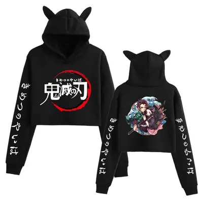 Pink Anime Hoodie Set for Girls with Cat Ears