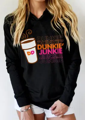 White Hooded Hoodie with "Dunkie Junkie" Graphic