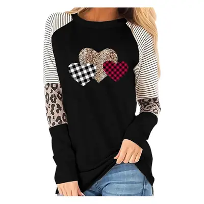 European Women's Heart Patchwork Long Sleeve T-Shirt