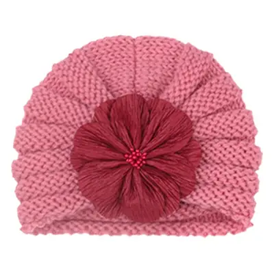 Yellow Woolen Flower Baby Hat for Girls