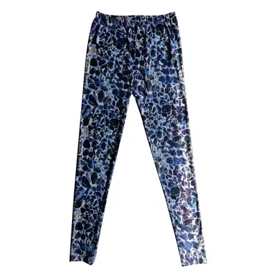 Women Printed Leggings Blue High Waist Large
