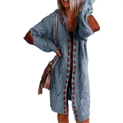 2025 Spring Hooded Knit Cardigan Women Red