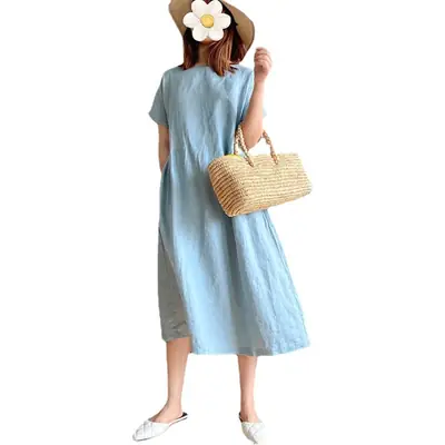 Loose Slimming Dress for Women Summer 2026 New Plus Size Fat mm Mid-Length Dress