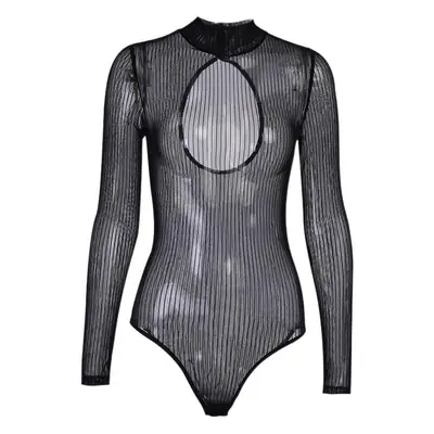2025 Spring Backless Mesh Jump Suit Black