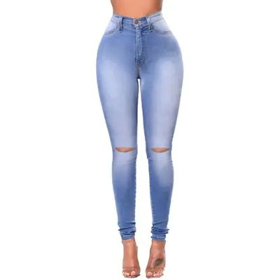 Women Slim Stretch Ripped Jeans Pencil Pants