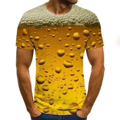 3D Beer T-Shirt Men Women Short Sleeve Wet Print