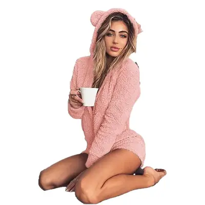 Plush Hooded Long Sleeve Jumpsuit for Women S-5XL