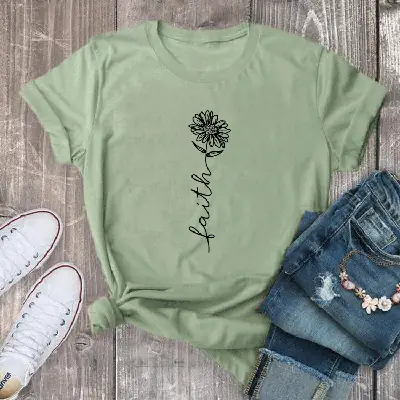 Black Faith Sunflower T-Shirt Short Sleeve
