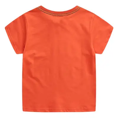 Kids Orange T-Shirt with Car Print Small Medium