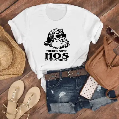 Christmas T-Shirt Santa Claus Hog Print Maroon