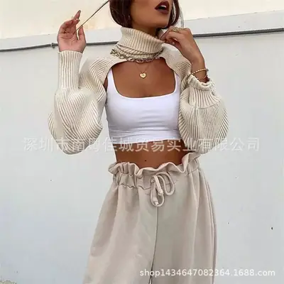 Winter High-Neck Slim Fit Chest Exposing Sweater