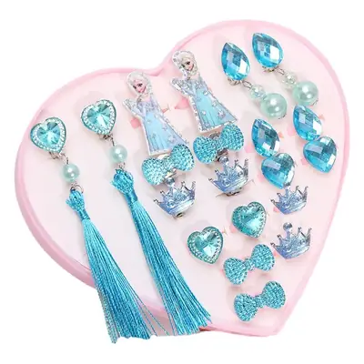 Children's Princess Cartoon Fake Earrings & Ring Set