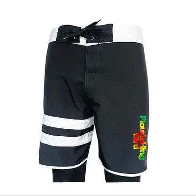 Men Blue White Stripe Swim Shorts Large Four-Sided Stretch