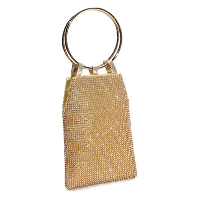 Silver Rhinestone Party Bag with Mirror Handle