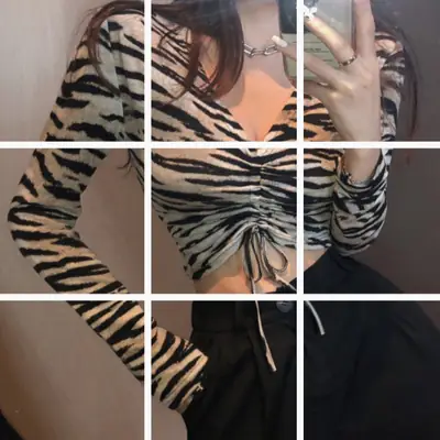 Sexy Zebra Print Long Sleeve T-Shirt Women Autumn Wear