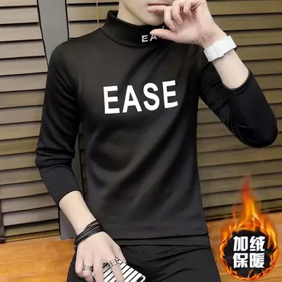 Men Black Turtleneck with "EASE" Print