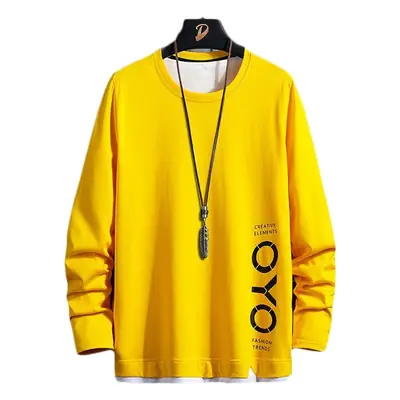 Men Pure Cotton Korean Style T-Shirt Black Long Sleeve