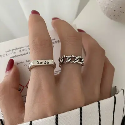 Open Smile Silver Ring for Women Fashion Jewelry