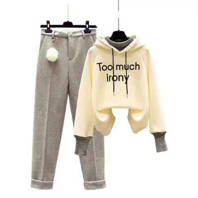Spot Velvet Hoodie & Pants Set for Girls