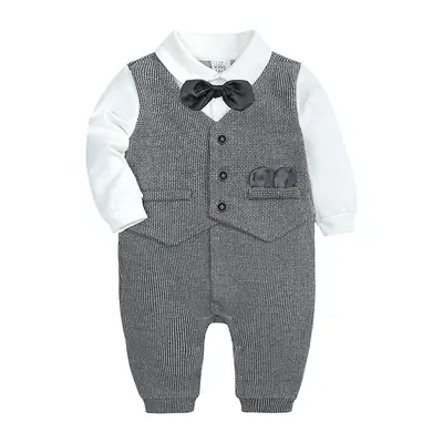 Baby Romper Long Sleeve Grey White 2025 Spring