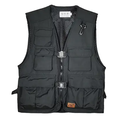 Men's Beige Printed Vest with 5 Pockets