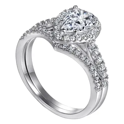 Tonglin European and American Fashion 925 Silver ring Women's Niche Drop-shaped Zircon ring V-shaped Row ring Simulation Diamond ring