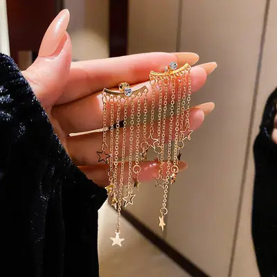 Silver Needle Korean Dongdaemun Star Tassel Earrings Wholesale