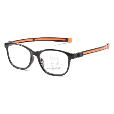 Men's Smart Zoom Anti-Blue Light Reading Glasses Black Orange