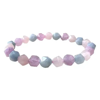 Jingyao Natural Duobao Crystal Bracelet Aquamarine Pink Diamond Facet