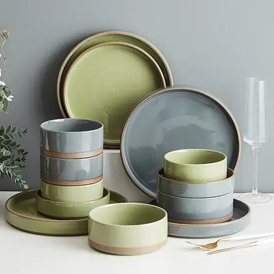 Japanese-style Stoneware Deep Dish Bowl Green 624g