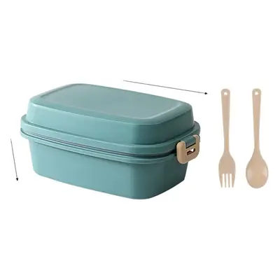 Double Buckle Frosted Lunch Box with Spoon Fork