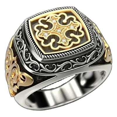 Sanjie 18K Gold Silver Engraved Engagement Ring