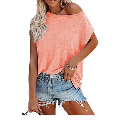 2022 Women's Off-Shoulder Rayon T-Shirt Grey