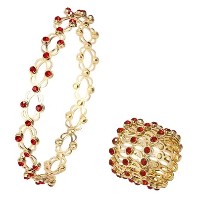 Gold Plated Telescopic Bracelet & Ring Set for Women