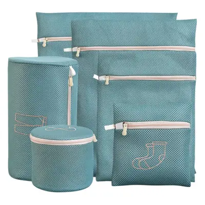Blue Embroidered Underwear Washing Bag Set