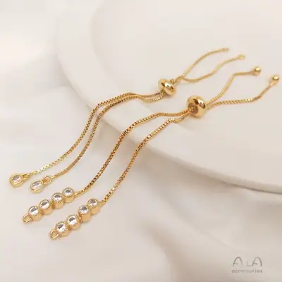 14K Gold Telescopic Bracelet with Adjustable Chain