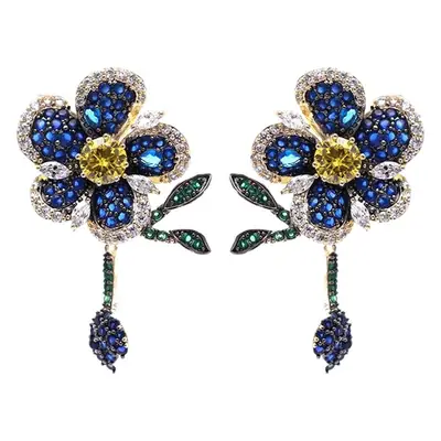 Korean Heavy Diamond Smart Leaf Earrings 925 Silver