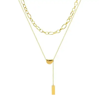 Double Layered Gold Bean Chain Necklace for Women