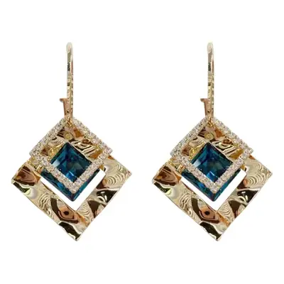 Geometric Rhombus Crystal Earrings 925 Silver