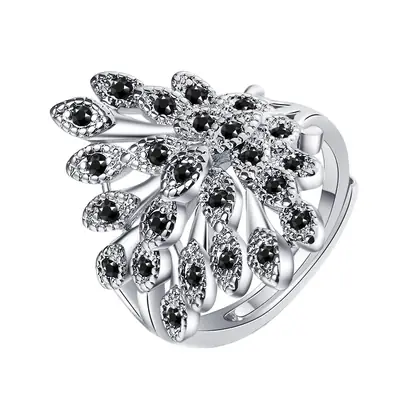 European Peacock Ring with Fresh Zircon Open Screen