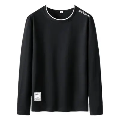 Men Pure Cotton Long Sleeve White T-Shirt Korean Style