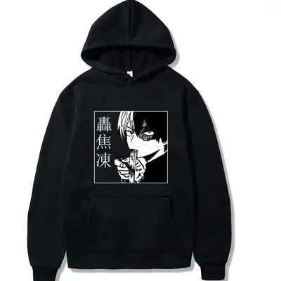 Men Hoodie Gray Hero Academia Shoto Todoroki Design
