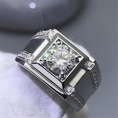 Diamond Plated Domineering Diamond Ring 18K Moissanite