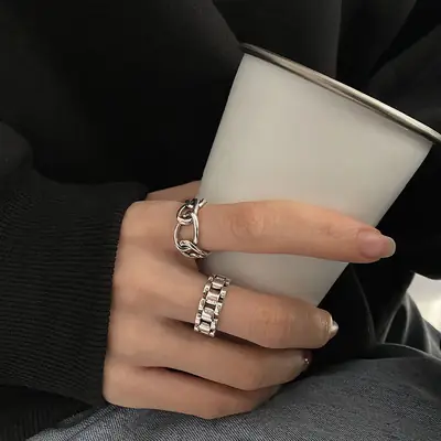 Korean Retro Strap Ring for Women Open Finger