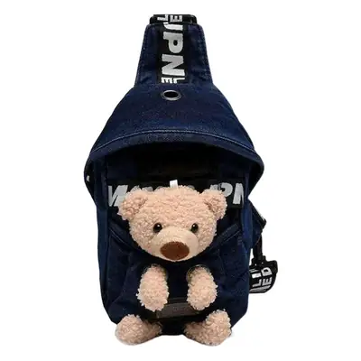 Women's Blue Plush Bear Crossbody Bag