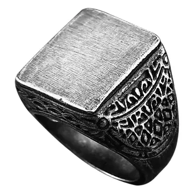 Vintage Men's Titanium Steel Crown Ring with Carved Design