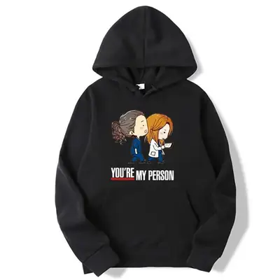 American Drama Loose Hoodie Grey Male Hooded Sweatshirt