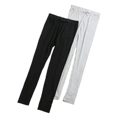 Women's Thin Fleece Leggings Black White Pair