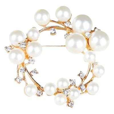 Pearl Brooch for Women with Crystal Accents