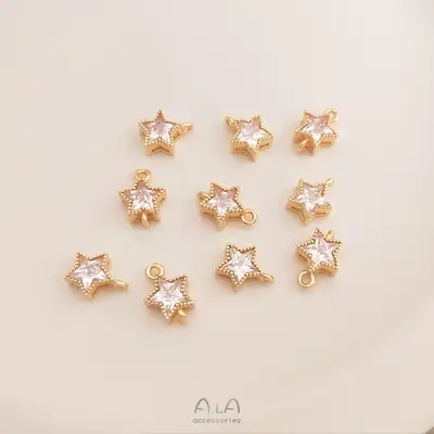 14K Gold Star Zircon Earrings Set for Women